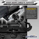 AUTMATCH Winch Hook Safety Latch 3/8" - Grade 70 Forged Steel Clevis Slip Hook and Winch Cable Hook Stopper, Max 39,600Lbs, Black