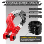 AUTMATCH Winch Hook Safety Latch 3/8" - Grade 70 Forged Steel Clevis Slip Hook and Winch Cable Hook Stopper, Max 39,600Lbs, Red & Black