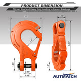AUTMATCH Winch Hook Safety Latch 3/8" - Grade 70 Forged Steel Clevis Slip Hook and Winch Cable Hook Stopper, Max 39,600Lbs, Orange