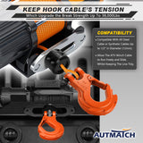 AUTMATCH Winch Hook Safety Latch 3/8" - Grade 70 Forged Steel Clevis Slip Hook and Winch Cable Hook Stopper, Max 39,600Lbs, Orange