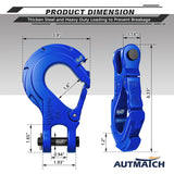 AUTMATCH Winch Hook Safety Latch 3/8" - Grade 70 Forged Steel Clevis Slip Hook and Winch Cable Hook Stopper, Max 39,600Lbs, Blue