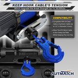 AUTMATCH Winch Hook Safety Latch 3/8" - Grade 70 Forged Steel Clevis Slip Hook and Winch Cable Hook Stopper, Max 39,600Lbs, Blue
