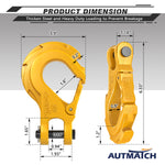 AUTMATCH Winch Hook Safety Latch 3/8" - Grade 70 Forged Steel Clevis Slip Hook and Winch Cable Hook Stopper, Max 39,600Lbs, Yellow