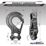 AUTMATCH Winch Hook Safety Latch 3/8" - Grade 70 Forged Steel Clevis Slip Hook and Winch Cable Hook Stopper, Max 39,600Lbs, Gunmetal