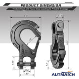 AUTMATCH Winch Hook Safety Latch 3/8" - Grade 70 Forged Steel Clevis Slip Hook and Winch Cable Hook Stopper, Max 39,600Lbs, Gunmetal