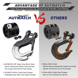 AUTMATCH Winch Hook Safety Latch 3/8" - Grade 70 Forged Steel Clevis Slip Hook and Winch Cable Hook Stopper, Max 39,600Lbs, Gunmetal