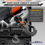 AUTMATCH Winch Hook Safety Latch 3/8" - Grade 70 Forged Steel Clevis Slip Hook and Winch Cable Hook Stopper, Max 39,600Lbs, Gunmetal