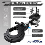 AUTMATCH Winch Hook Safety Latch 3/8" - Grade 70 Forged Steel Clevis Slip Hook and Winch Cable Hook Stopper, Max 39,600Lbs, Frosted Black