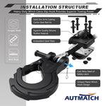 AUTMATCH Winch Hook Safety Latch 3/8" - Grade 70 Forged Steel Clevis Slip Hook and Winch Cable Hook Stopper, Max 39,600Lbs, Frosted Black