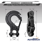 AUTMATCH Winch Hook Safety Latch 3/8" - Grade 70 Forged Steel Clevis Slip Hook and Winch Cable Hook Stopper, Max 39,600Lbs, Frosted Black