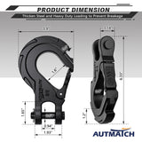 AUTMATCH Winch Hook Safety Latch 3/8" - Grade 70 Forged Steel Clevis Slip Hook and Winch Cable Hook Stopper, Max 39,600Lbs, Frosted Black
