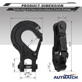 AUTMATCH Winch Hook Safety Latch 3/8" - Grade 70 Forged Steel Clevis Slip Hook and Winch Cable Hook Stopper, Max 39,600Lbs, Frosted Black