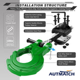 AUTMATCH Winch Hook Safety Latch 3/8" - Grade 70 Forged Steel Clevis Slip Hook and Winch Cable Hook Stopper, Max 39,600Lbs, Dark Green