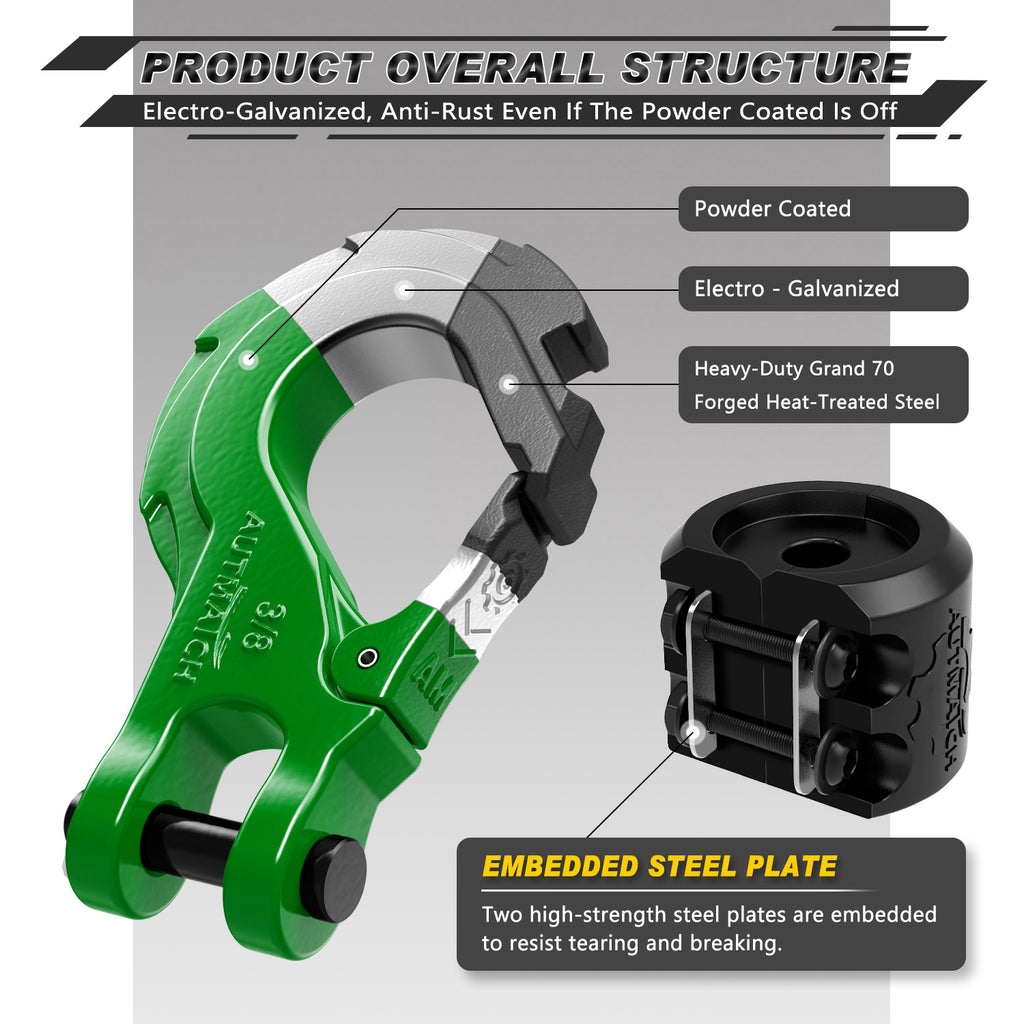 AUTMATCH Winch Hook Safety Latch 3/8 - Grade 70 Forged Steel