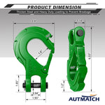 AUTMATCH Winch Hook Safety Latch 3/8" - Grade 70 Forged Steel Clevis Slip Hook and Winch Cable Hook Stopper, Max 39,600Lbs, Dark Green