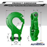 AUTMATCH Winch Hook Safety Latch 3/8" - Grade 70 Forged Steel Clevis Slip Hook and Winch Cable Hook Stopper, Max 39,600Lbs, Dark Green