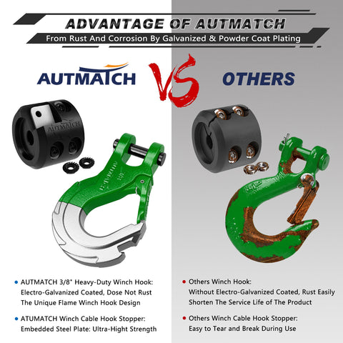 AUTMATCH Winch Hook Safety Latch 3/8 - Grade 70 Forged Steel Clevis S –  Autmatch