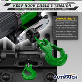 AUTMATCH Winch Hook Safety Latch 3/8" - Grade 70 Forged Steel Clevis Slip Hook and Winch Cable Hook Stopper, Max 39,600Lbs, Dark Green