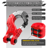 AUTMATCH Winch Hook Safety Latch 3/8" - Grade 70 Forged Steel Clevis Slip Hook and Winch Cable Hook Stopper, Max 39,600Lbs, Red
