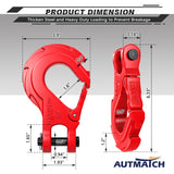 AUTMATCH Winch Hook Safety Latch 3/8" - Grade 70 Forged Steel Clevis Slip Hook and Winch Cable Hook Stopper, Max 39,600Lbs, Red