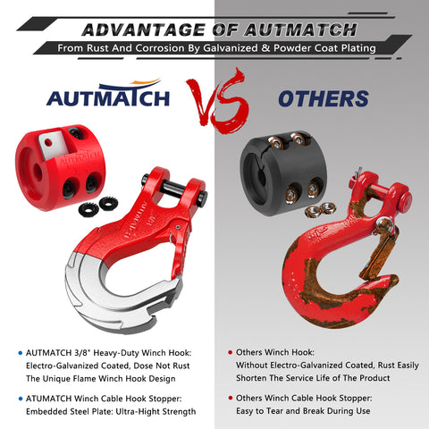 AUTMATCH Winch Hook Safety Latch 3/8 - Grade 70 Forged Steel