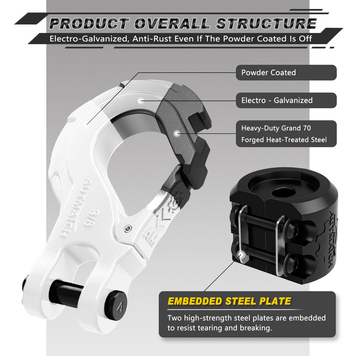 AUTMATCH Winch Hook Safety Latch 3/8