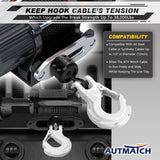 AUTMATCH Winch Hook Safety Latch 3/8" - Grade 70 Forged Steel Clevis Slip Hook and Winch Cable Hook Stopper, Max 39,600Lbs, White