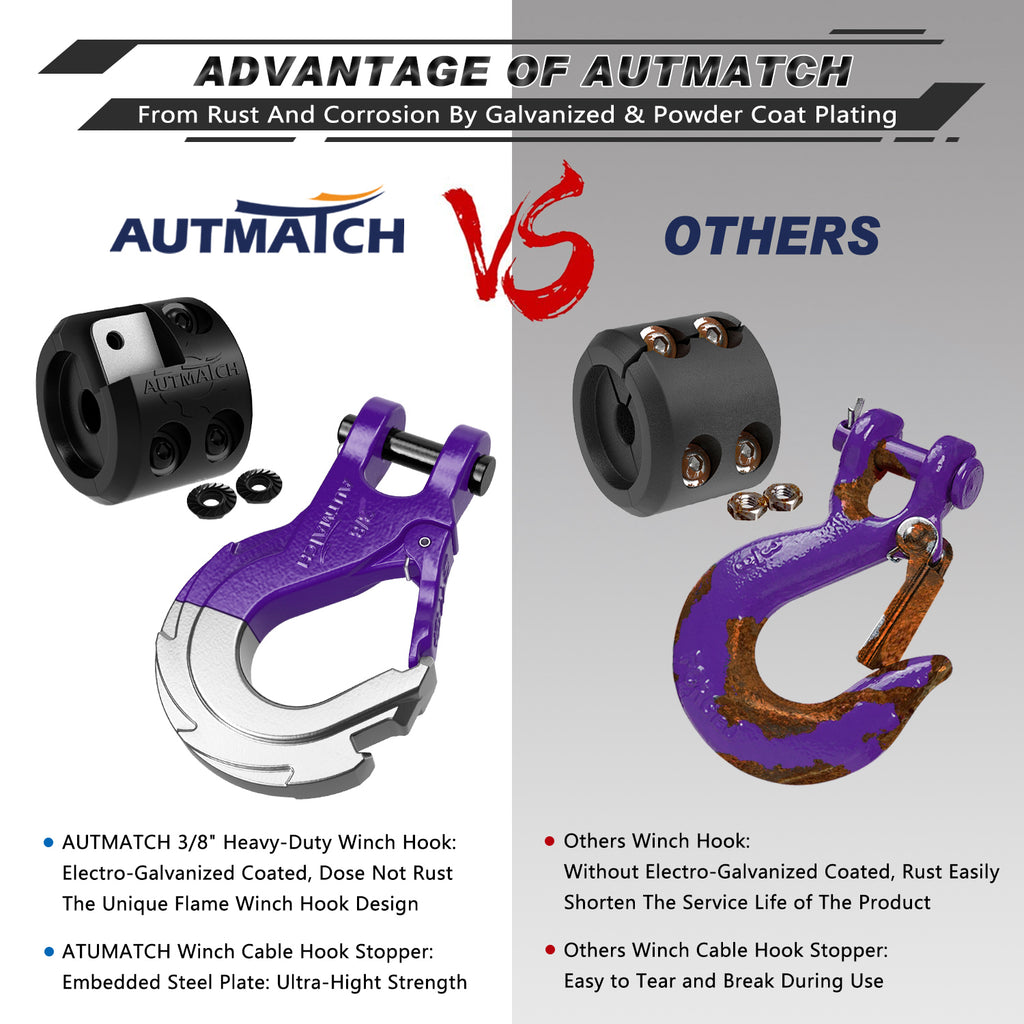 AUTMATCH Winch Hook Safety Latch 3/8 - Grade 70 Forged Steel