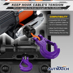 AUTMATCH Winch Hook Safety Latch 3/8" - Grade 70 Forged Steel Clevis Slip Hook and Winch Cable Hook Stopper, Max 39,600Lbs, Purple