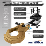 AUTMATCH Winch Hook Safety Latch 3/8" - Grade 70 Forged Steel Clevis Slip Hook and Winch Cable Hook Stopper, Max 39,600Lbs, Gold