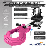 AUTMATCH Winch Hook Safety Latch 3/8" - Grade 70 Forged Steel Clevis Slip Hook and Winch Cable Hook Stopper, Max 39,600Lbs, Pink