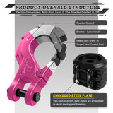AUTMATCH Winch Hook Safety Latch 3/8" - Grade 70 Forged Steel Clevis Slip Hook and Winch Cable Hook Stopper, Max 39,600Lbs, Pink