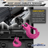 AUTMATCH Winch Hook Safety Latch 3/8" - Grade 70 Forged Steel Clevis Slip Hook and Winch Cable Hook Stopper, Max 39,600Lbs, Pink