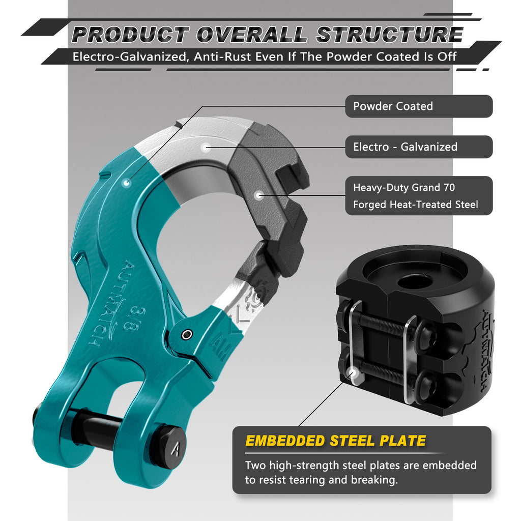 AUTMATCH Winch Hook Safety Latch 3/8 - Grade 70 Forged Steel