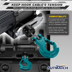 AUTMATCH Winch Hook Safety Latch 3/8" - Grade 70 Forged Steel Clevis Slip Hook and Winch Cable Hook Stopper, Max 39,600Lbs, Teal