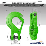 AUTMATCH Winch Hook Safety Latch 3/8" - Grade 70 Forged Steel Clevis Slip Hook and Winch Cable Hook Stopper, Max 39,600Lbs, Green