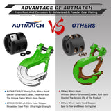AUTMATCH Winch Hook Safety Latch 3/8" - Grade 70 Forged Steel Clevis Slip Hook and Winch Cable Hook Stopper, Max 39,600Lbs, Green