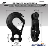 AUTMATCH Winch Hook Safety Latch 3/8" - Grade 70 Forged Steel Clevis Slip Hook and Winch Cable Hook Stopper, Max 39,600Lbs, Matte Black