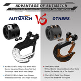 AUTMATCH Winch Hook Safety Latch 3/8" - Grade 70 Forged Steel Clevis Slip Hook and Winch Cable Hook Stopper, Max 39,600Lbs, Matte Black
