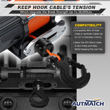 AUTMATCH Winch Hook Safety Latch 3/8" - Grade 70 Forged Steel Clevis Slip Hook and Winch Cable Hook Stopper, Max 39,600Lbs, Matte Black