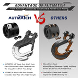 AUTMATCH Winch Hook Safety Latch 3/8" - Grade 70 Forged Steel Clevis Slip Hook and Winch Cable Hook Stopper, Max 39,600Lbs,Grainstone