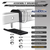 AUTMATCH Hitch Tightener Anti-Rattle Clamp Heavy Duty Steel Stabilizer for 1.25 and 2 inch Trailer Hitches Grainstone
