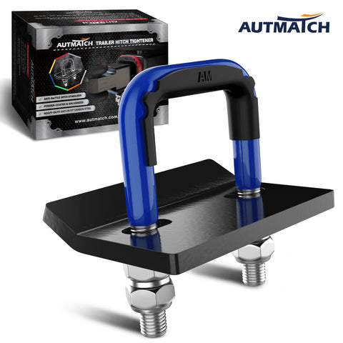 AUTMATCH Hitch Tightener Anti Rattle Stabilizer - Heavy Duty Hitch Clamp for 2.5 Inch Trailer Hitches, Rubber Isolator and Anti-Rust Double Coating Protective, Blue & Black