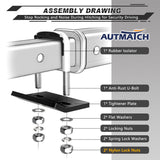 AUTMATCH Hitch Tightener Anti Rattle Stabilizer - Heavy Duty Hitch Clamp for 2.5 Inch Trailer Hitches, Rubber Isolator and Anti-Rust Double Coating Protective, White & Black