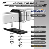 AUTMATCH Hitch Tightener Anti Rattle Stabilizer - Heavy Duty Hitch Clamp for 2.5 Inch Trailer Hitches, Rubber Isolator and Anti-Rust Double Coating Protective, Matte Black