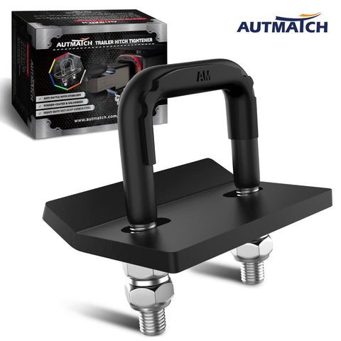 AUTMATCH Hitch Tightener Anti Rattle Stabilizer - Heavy Duty Hitch Clamp for 2.5 Inch Trailer Hitches, Rubber Isolator and Anti-Rust Double Coating Protective, Matte Black