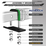 AUTMATCH Hitch Tightener Anti Rattle Stabilizer - Heavy Duty Hitch Clamp for 2.5 Inch Trailer Hitches, Rubber Isolator and Anti-Rust Double Coating Protective, Dark Green & Black