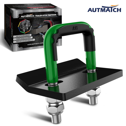 AUTMATCH Hitch Tightener Anti Rattle Stabilizer - Heavy Duty Hitch Clamp for 2.5 Inch Trailer Hitches, Rubber Isolator and Anti-Rust Double Coating Protective, Dark Green & Black
