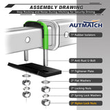 AUTMATCH Hitch Tightener Anti Rattle Stabilizer - Heavy Duty Hitch Clamp for 2.5 Inch Trailer Hitches, Rubber Isolator and Anti-Rust Double Coating Protective,Green & Black