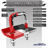 AUTMATCH Hitch Tightener Anti Rattle Stabilizer - Heavy Duty Hitch Clamp for 2.5 Inch Trailer Hitches, Rubber Isolator and Anti-Rust Double Coating Protective, Red